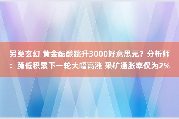 另类玄幻 黄金酝酿跳升3000好意思元？分析师：蹲低积累下一轮大幅高涨 采矿通胀率仅为2%