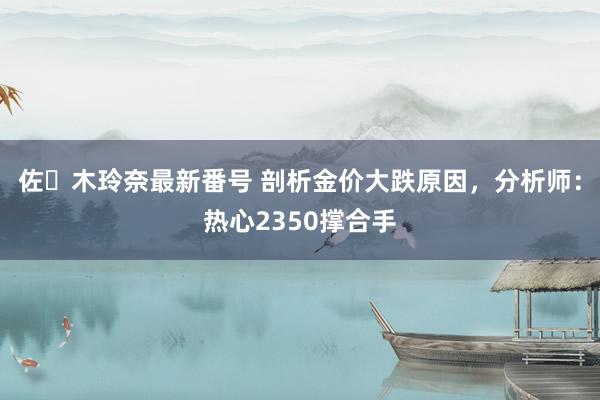 佐々木玲奈最新番号 剖析金价大跌原因，分析师：热心2350撑合手