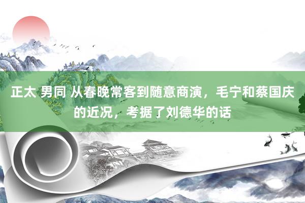 正太 男同 从春晚常客到随意商演，毛宁和蔡国庆的近况，考据了刘德华的话